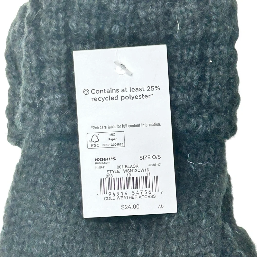 Sonoma Black Ladies Furry Gloves NWT